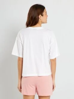 Pijama Corto Camiseta + Short 'Campanilla' 'Disney' - 2 Piezas - BLANCO -TrendyModa Ventas pijama corto camiseta short campanilla disney 2 piezas blanco zs155 1 frb3