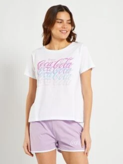 Pijama Corto 'Coca-Cola' - 2 Piezas - BEIGE -TrendyModa Ventas pijama corto coca cola 2 piezas beige acp19 1 frb3