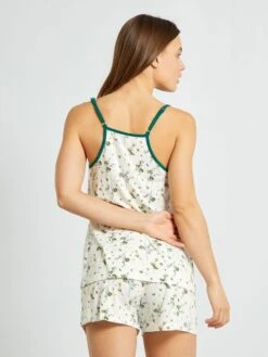 Pijama Corto Con Camiseta Sin Mangas + Short - 2 Piezas - Verde/negro 8 Pijama Corto Con Camiseta Sin Mangas + Short - 2 Piezas - Verde/negro -TrendyModa Ventas pijama corto con camiseta sin mangas short 2 piezas verdenegro zt082 1 frb3