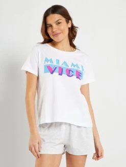 Pijama Corto Con Estampado - 2 Piezas - Blanco/gris 9 Pijama Corto Con Estampado - 2 Piezas - Blanco/gris -TrendyModa Ventas pijama corto con estampado 2 piezas blancogris acp21 1 frb4