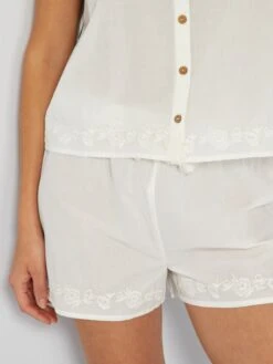 Pijama Corto De Algodón Ligero 2 Piezas - BLANCO -TrendyModa Ventas pijama corto de algodon ligero 2 piezas blanco ahq26 1 frb3