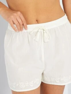 Pijama Corto De Algodón Ligero 2 Piezas - BLANCO -TrendyModa Ventas pijama corto de algodon ligero 2 piezas blanco ahq26 1 frb5