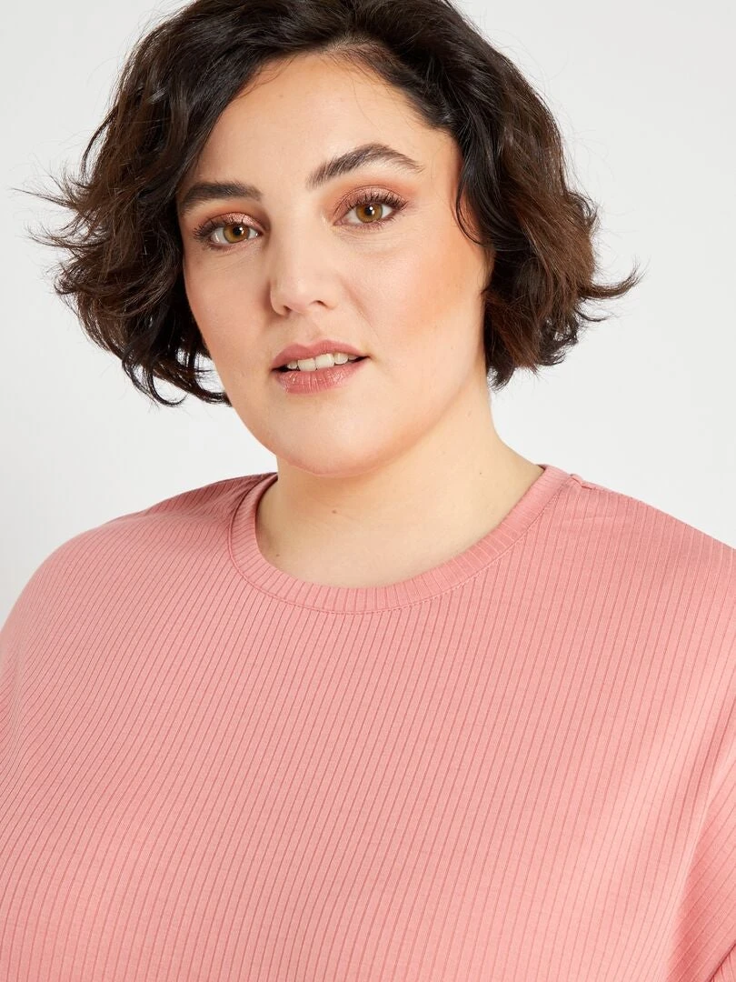 Pijama Corto De Punto De Canalé - 2 Piezas - Rosa 7 Pijama Corto De Punto De Canalé - 2 Piezas - Rosa - Imagen 5