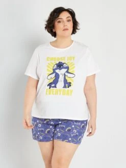 Pijama Corto De Punto 'Disney' - 2 Piezas - BLANCO -TrendyModa Ventas pijama corto de punto disney 2 piezas blanco zq552 2 frb2