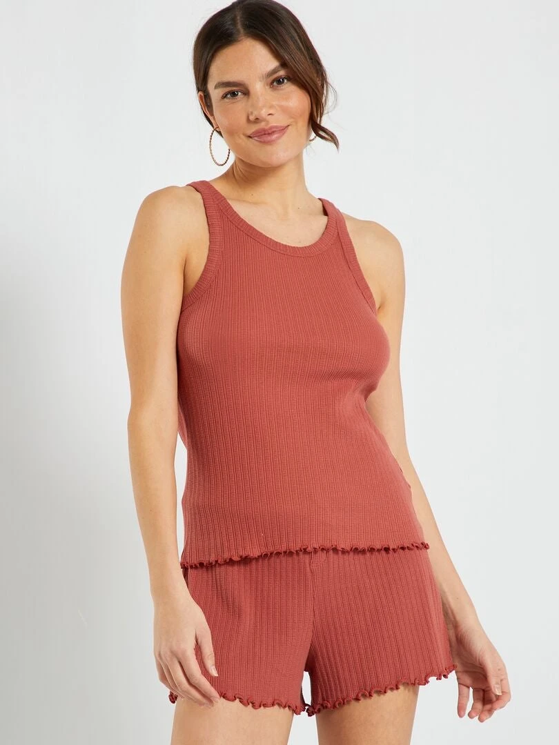 Pijama Corto De Punto Pointelle - 2 Piezas - ROJO 3 Pijama Corto De Punto Pointelle - 2 Piezas - ROJO