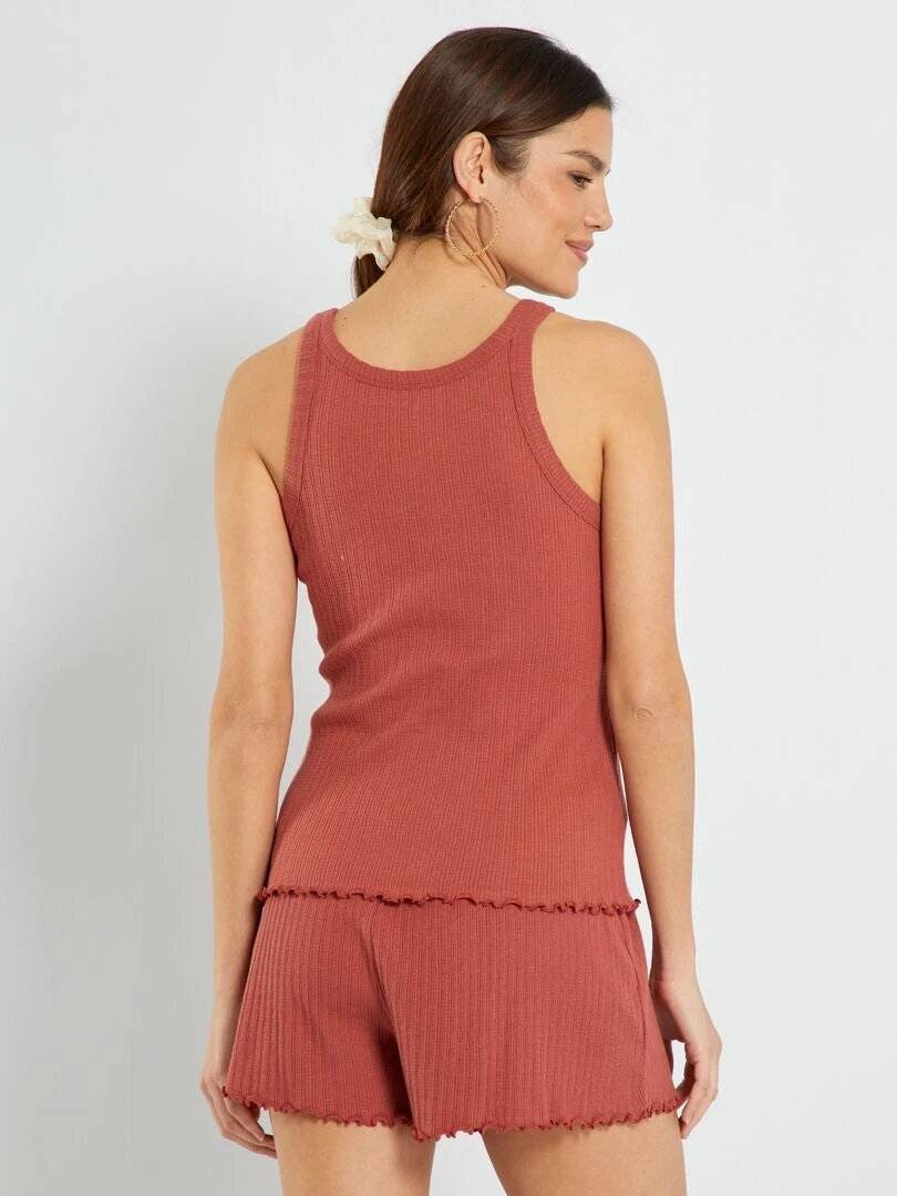 Pijama Corto De Punto Pointelle - 2 Piezas - ROJO 4 Pijama Corto De Punto Pointelle - 2 Piezas - ROJO - Imagen 2