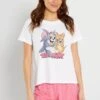 Pijama Corto 'Tom Y Jerry' - 2 Piezas - Blanco/rosa -TrendyModa Ventas pijama corto tom y jerry 2 piezas blancorosa acp22 1 frb1