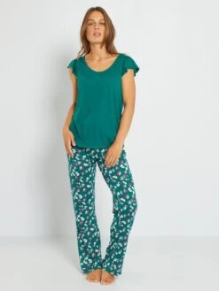 Pijama De 2 Piezas - Verde -TrendyModa Ventas pijama de 2 piezas verde zo111 1 frb2
