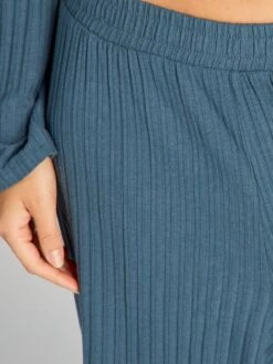 Pijama De Canalé Con Camiseta + Pantalón - 2 Piezas - AZUL ORIÓN -TrendyModa Ventas pijama de canale con camiseta pantalon 2 piezas azul orion aqx80 1 frb4