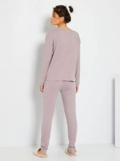 Pijama Largo De Punto De Canalé - PURPURA -TrendyModa Ventas pijama largo de punto de canale purpura zm303 2 frb3