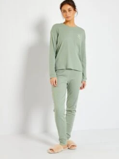Pijama Largo De Punto De Canalé - VERDE -TrendyModa Ventas pijama largo de punto de canale verde zm303 1 frb3