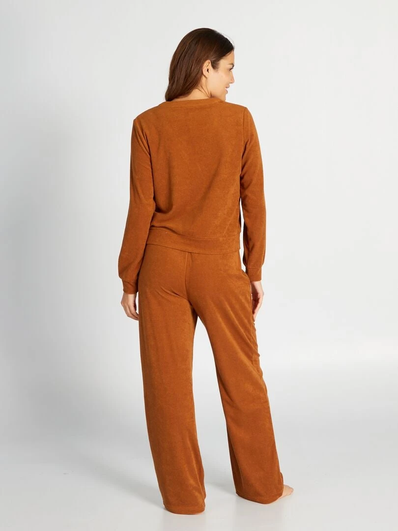 Pijama Largo De Punto De Rizo - 2 piezas - Chocolate 4 Pijama Largo De Punto De Rizo - 2 piezas - Chocolate - Imagen 2