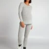 Pijama Largo De Punto Suave - 2 Piezas - GRIS -TrendyModa Ventas pijama largo de punto suave 2 piezas gris ajo90 1 frb1