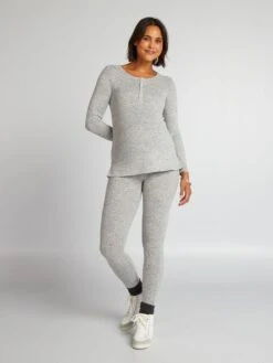 Pijama Largo De Punto Suave - 2 Piezas - GRIS -TrendyModa Ventas pijama largo de punto suave 2 piezas gris ajo90 1 frb4