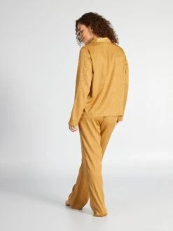 Pijama Largo - Estampado Moteado Satinado - 2 Piezas - BEIGE 8 Pijama Largo - Estampado Moteado Satinado - 2 Piezas - BEIGE -TrendyModa Ventas pijama largo estampado moteado satinado 2 piezas beige anj87 1 frb2