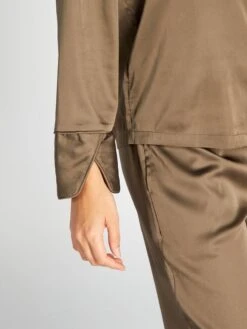 Pijama Largo Satinado - 2 Piezas - BANDA -TrendyModa Ventas pijama largo satinado 2 piezas banda arl76 1 frb5