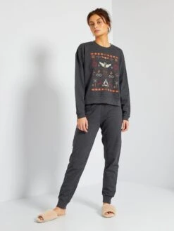 Pijama Largo Y Abrigado 'Harry Potter' - 2 Piezas - GRIS