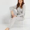 Pijama Mono De Punto De Canalé - Gris -TrendyModa Ventas pijama mono de punto de canale gris ala41 1 frb1