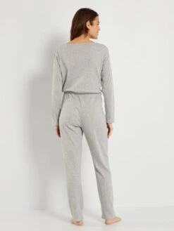 Pijama Mono De Punto De Canalé - Gris -TrendyModa Ventas pijama mono de punto de canale gris ala41 1 frb3