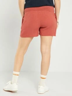 Short Premamá De Gasa De Algodón - ROJO -TrendyModa Ventas short premama de gasa de algodon rojo aei84 3 frb3