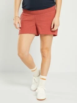 Short Premamá De Gasa De Algodón - ROJO -TrendyModa Ventas short premama de gasa de algodon rojo aei84 3 frb4