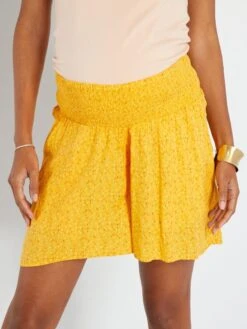 Short Premamá Vaporoso Con Cintura Fruncida - AMARILLO