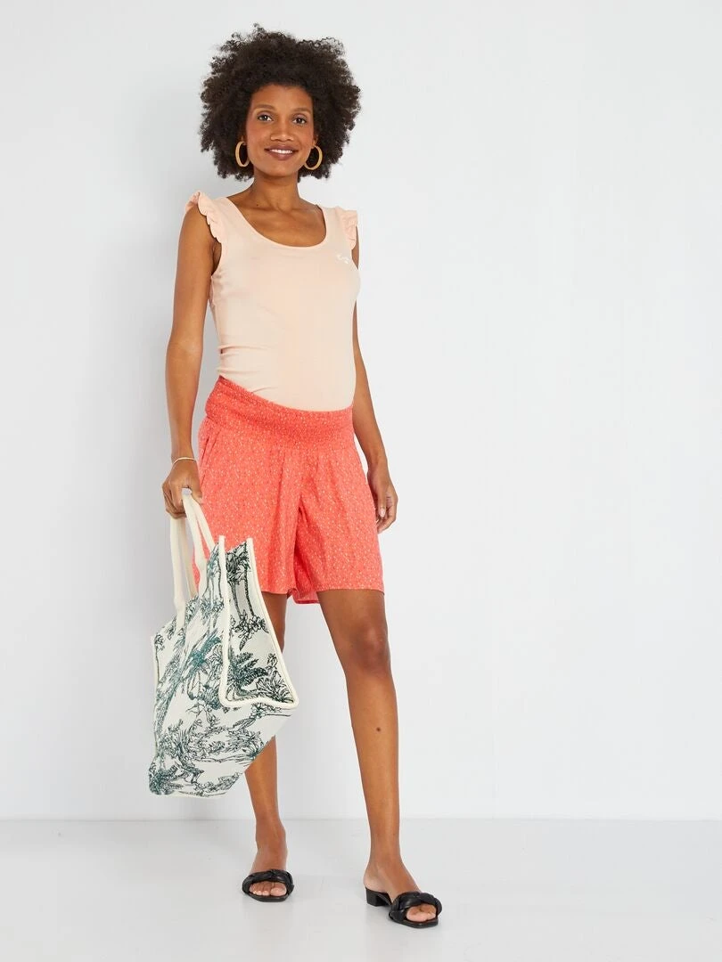 Short Premamá Vaporoso Con Cintura Fruncida - ROSA 3 Short Premamá Vaporoso Con Cintura Fruncida - ROSA