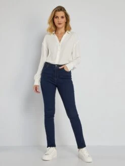 Slim Vaquero De Talle Alto - AZUL