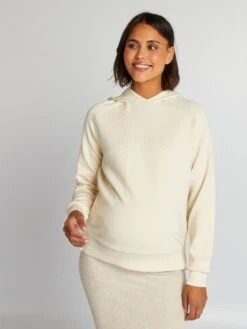 Sudadera De Lactancia Con Capucha - Beige 13 Sudadera De Lactancia Con Capucha - Beige -TrendyModa Ventas sudadera de lactancia con capucha beige akq75 1 frb6