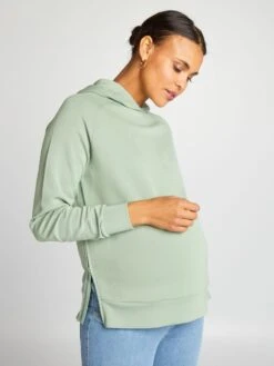 Sudadera De Lactancia Con Capucha - VERDE 11 Sudadera De Lactancia Con Capucha - VERDE -TrendyModa Ventas sudadera de lactancia con capucha verde akq75 4 frb4