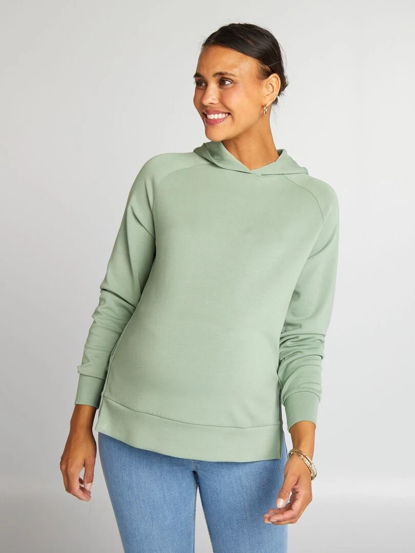 Sudadera De Lactancia Con Capucha - VERDE 7 Sudadera De Lactancia Con Capucha - VERDE - Imagen 5