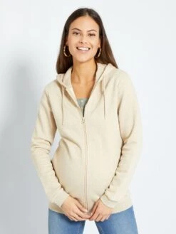 Sudadera De Lactancia Con Cremallera Y Capucha - BEIGE -TrendyModa Ventas sudadera de lactancia con cremallera y capucha beige za406 4 frb3
