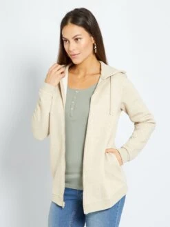 Sudadera De Lactancia Con Cremallera Y Capucha - BEIGE -TrendyModa Ventas sudadera de lactancia con cremallera y capucha beige za406 4 frb5