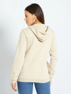 Sudadera De Lactancia Con Cremallera Y Capucha - BEIGE -TrendyModa Ventas sudadera de lactancia con cremallera y capucha beige za406 4 frb6