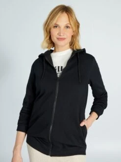Sudadera De Lactancia Con Cremallera Y Capucha - Negro -TrendyModa Ventas sudadera de lactancia con cremallera y capucha negro za406 3 frb3
