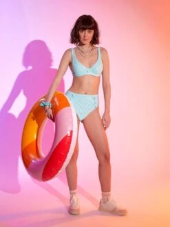 Sujetador De Bikini A Rayas Con Aros - BLANCO