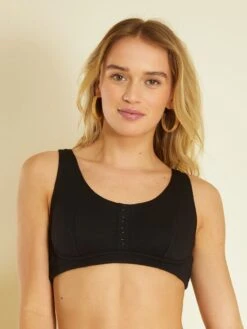 Sujetador De Bikini De Nido De Abeja Posoperatorio - Negro -TrendyModa Ventas sujetador de bikini de nido de abeja posoperatorio negro zp170 1 frb3
