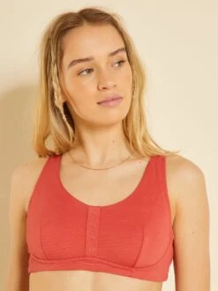 Sujetador De Bikini De Nido De Abeja Posoperatorio - Rojo Frambuesa