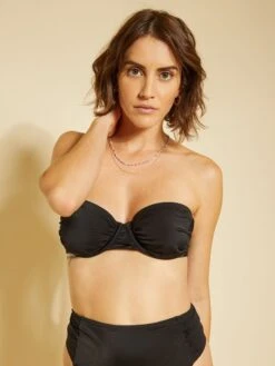 Sujetador De Bikini Satinado - Negro -TrendyModa Ventas sujetador de bikini satinado negro zp135 1 frb6