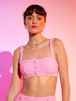 Sujetador De Bikini Tipo Top Con Almohadillas Extraíbles - ROSA