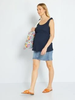 Top De Punto Gofrado Premamá - Azul -TrendyModa Ventas top de punto gofrado premama azul zr354 1 frb4