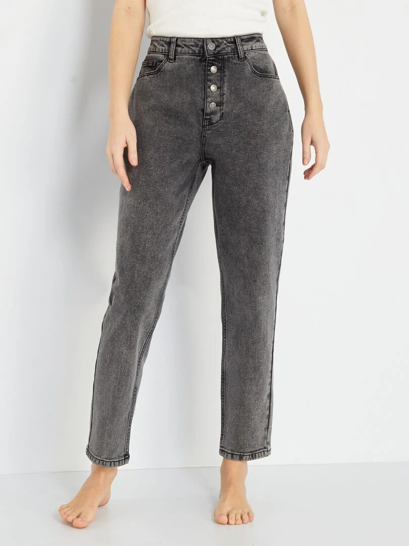 Vaquero Mom Con Talle Muy Alto - L32 - GRIS 4 Vaquero Mom Con Talle Muy Alto - L32 - GRIS - Imagen 2