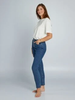 Vaquero Mom Con Talle Muy Alto - L34 - AZUL