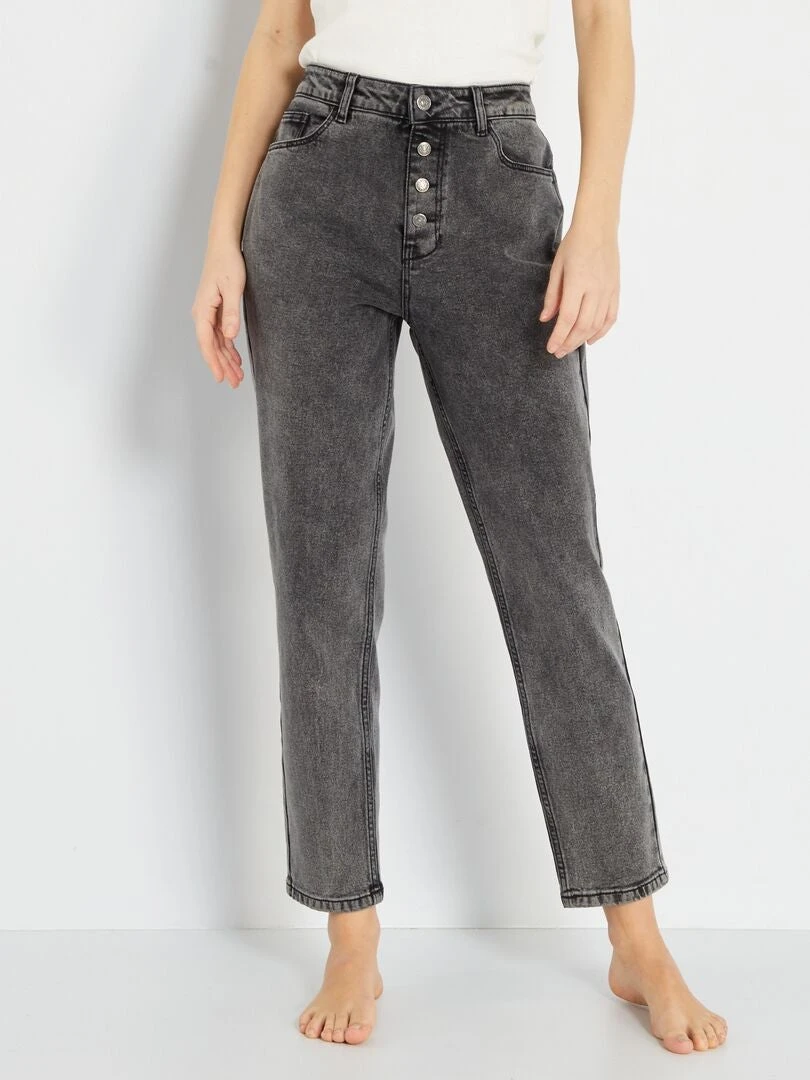 Vaquero Mom Con Talle Muy Alto - L34 - GRIS 3 Vaquero Mom Con Talle Muy Alto - L34 - GRIS