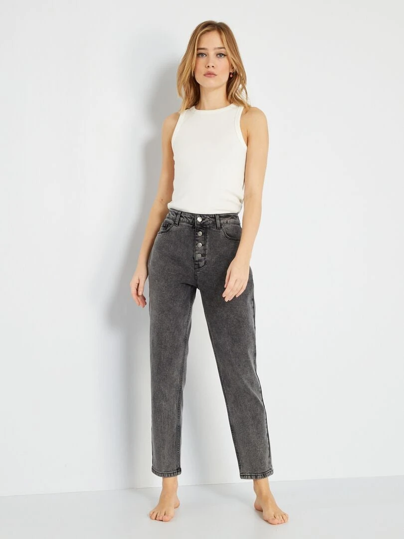 Vaquero Mom Con Talle Muy Alto - L34 - GRIS 6 Vaquero Mom Con Talle Muy Alto - L34 - GRIS - Imagen 4