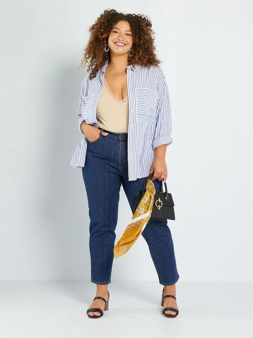 Vaquero Mom De Tiro Alto L28 - 5 Bolsillos - AZUL 3 Vaquero Mom De Tiro Alto L28 - 5 Bolsillos - AZUL