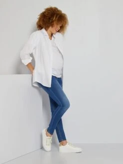 Vaquero Premamá Super Skinny Banda Baja - AZUL -TrendyModa Ventas vaquero premama super skinny banda baja azul xm590 3 frb2