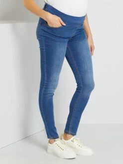 Vaquero Premamá Super Skinny Banda Baja - AZUL -TrendyModa Ventas vaquero premama super skinny banda baja azul xm590 3 frb4