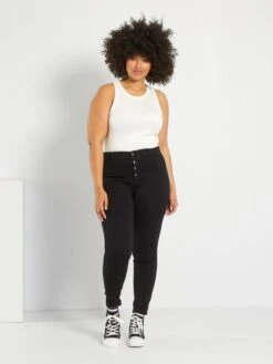 Vaquero Skinny De Talle Alto - Negro