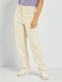 Vaquero Wide-leg De Tiro Alto - BEIGE